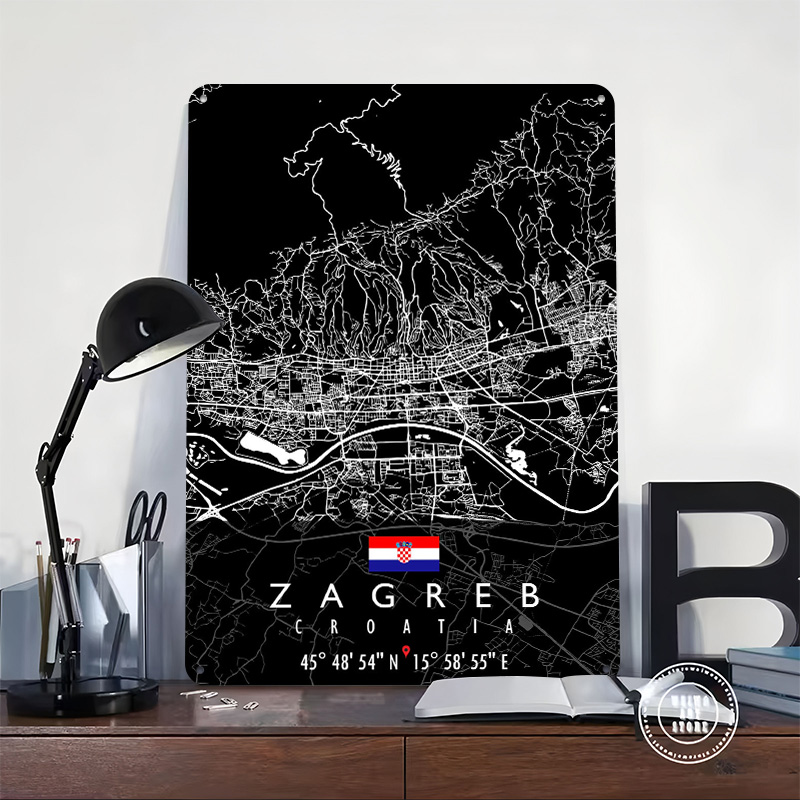 خريطة زغرب كرواتيا، ملصق بتصمي - مراجعة 3D Printing Zagreb وسعره