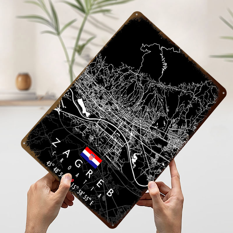 خريطة زغرب كرواتيا، ملصق بتصمي - مراجعة 3D Printing Zagreb وسعره