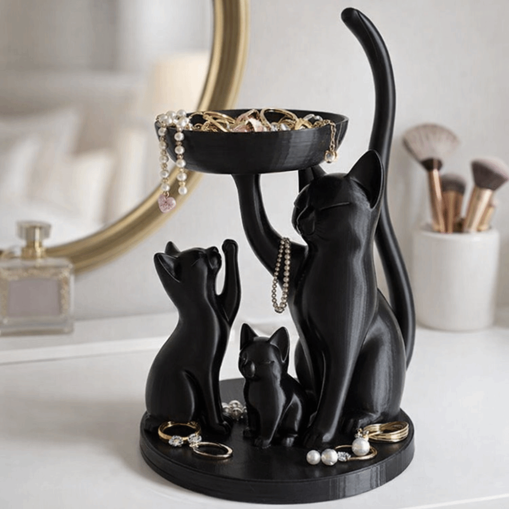 صينية مجوهرات على شكل قطة كرتو - مراجعة 3D Printing Ring Holder وسعره