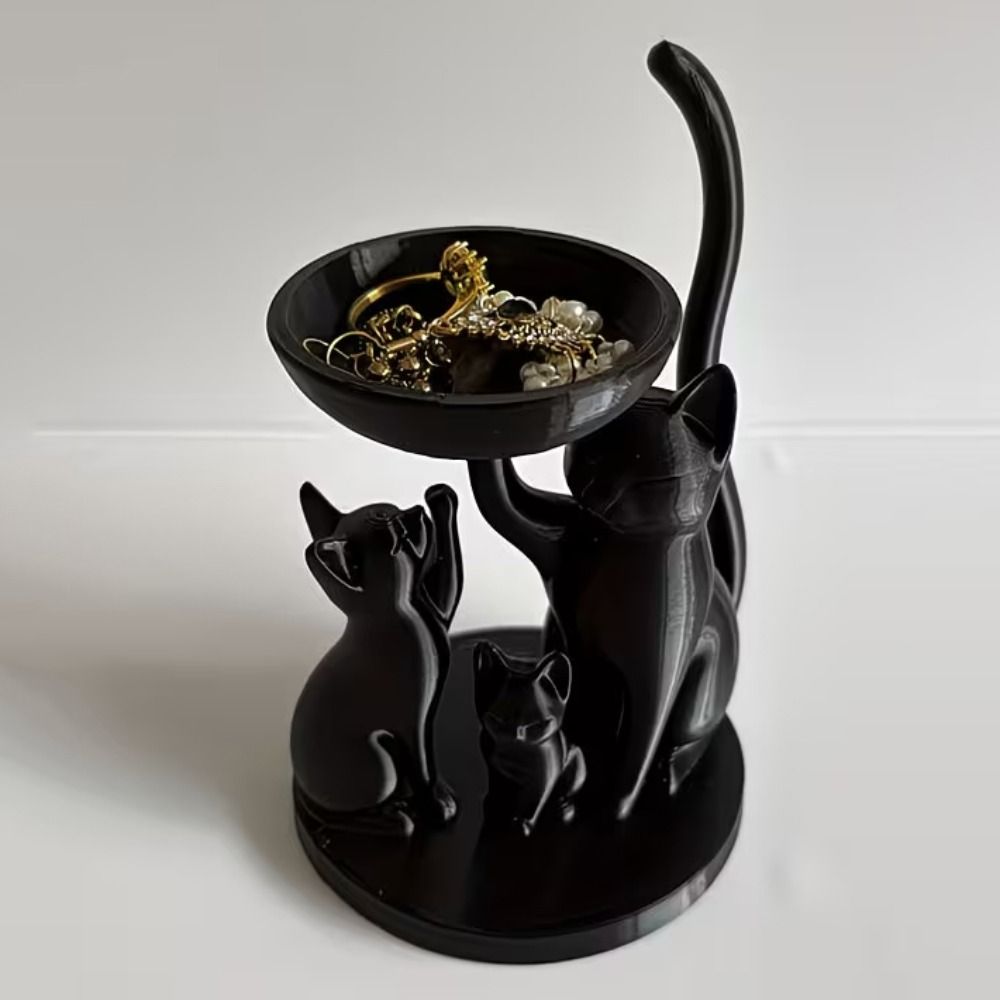 صينية مجوهرات على شكل قطة كرتو - مراجعة 3D Printing Ring Holder وسعره