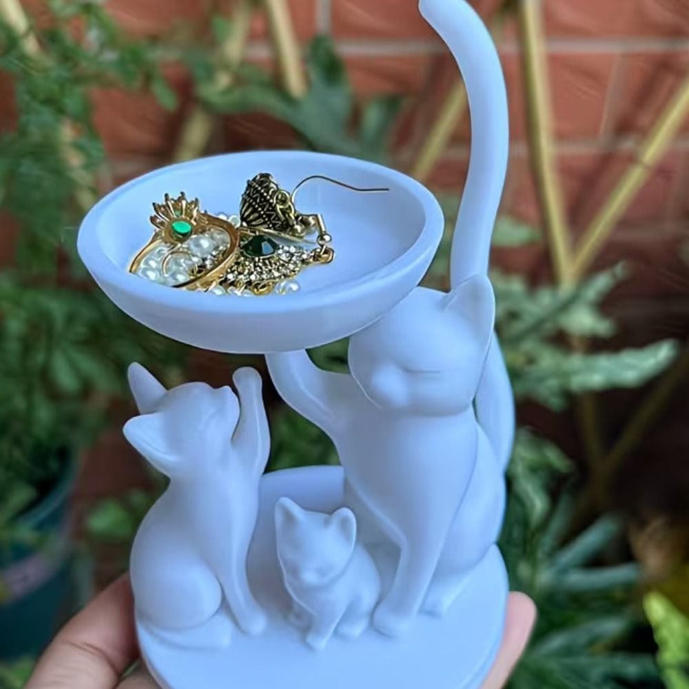 صينية مجوهرات على شكل قطة كرتو - مراجعة 3D Printing Ring Holder وسعره
