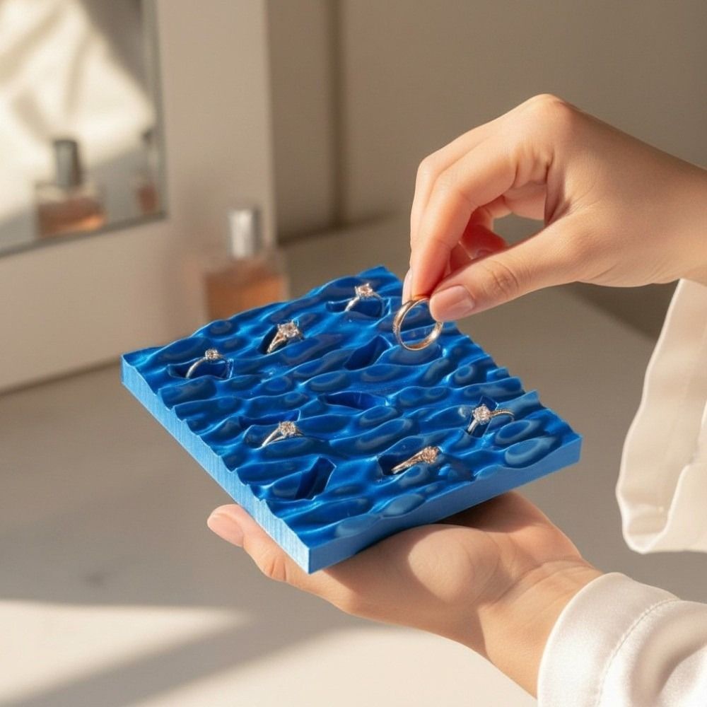 صواني عرض خواتم بتصميم موجة ال - مراجعة 3D Printing Ring Holder وسعره